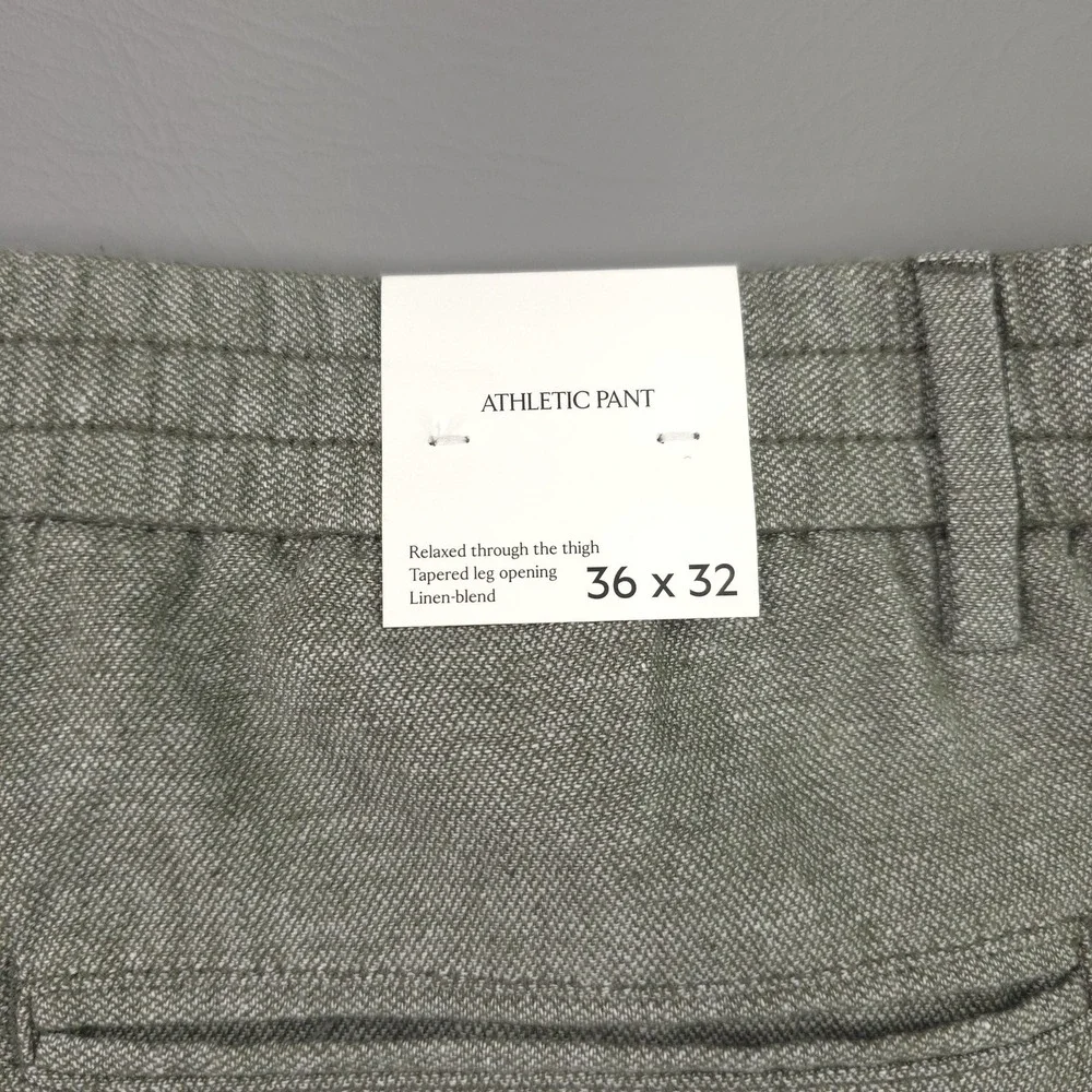 Banana Republic Pants Men 36x29 Green Linen Cotton Athletic Tapered Chino Casual